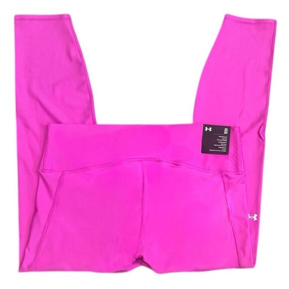 Under Armour UA Vivid Magenta Pink Tech HeatGear High Waisted Leggings Size 2XL - Picture 9 of 13